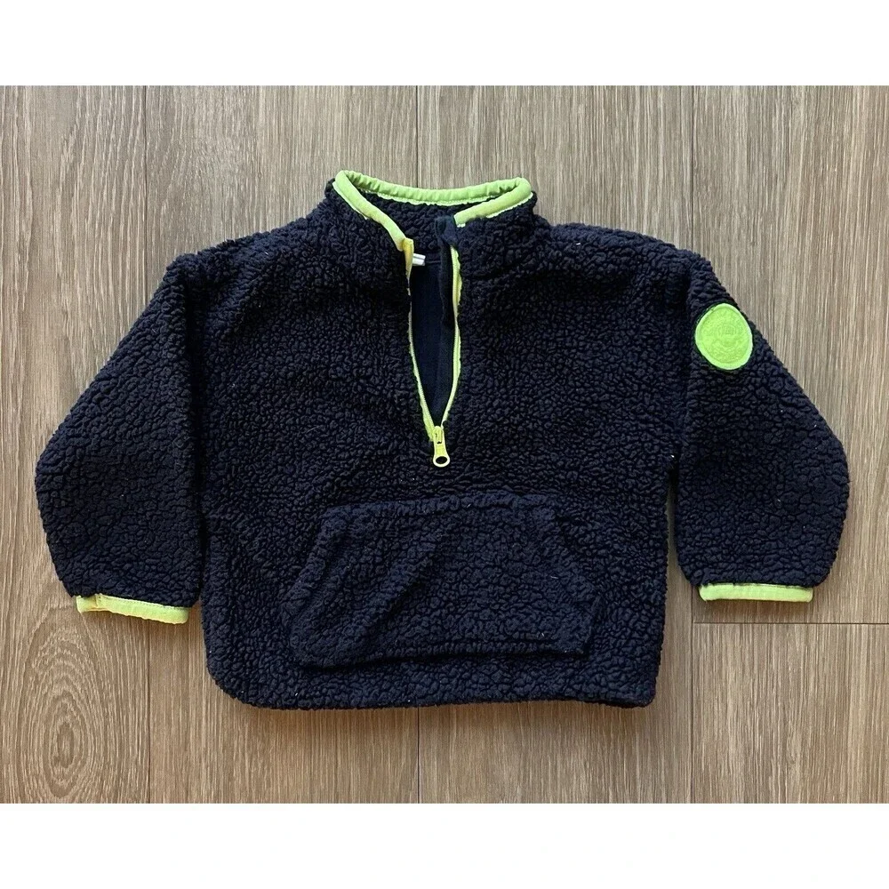 Baby GAP Sherpa Quarter Snap Sweatshirt Pullover Size 18-24 Months Navy Blue